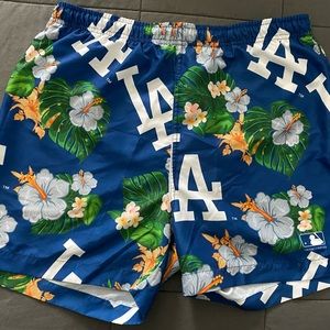 MLB Mens LA Dodgers Floral Swimming Trunks